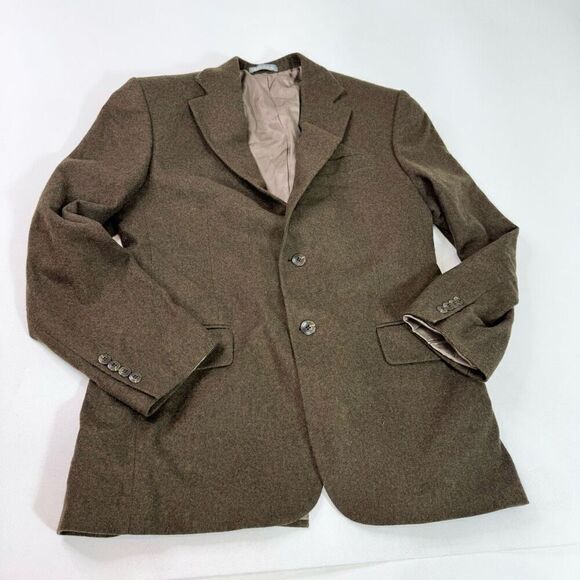Oscar De La Renta Jacket Mens 42R Sport Coat Wool Cashmere Brown 2 Button - Picture 1 of 11
